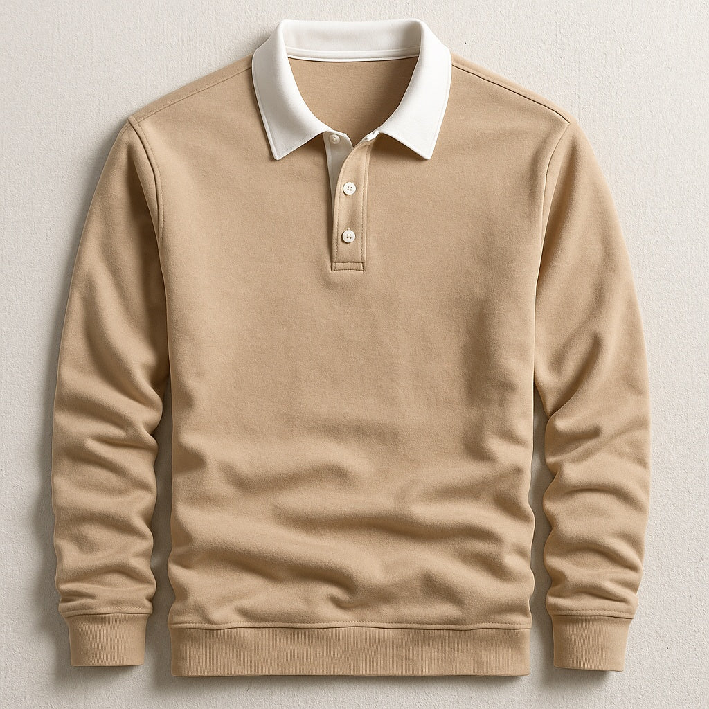 Graham™ | Polo de punto de manga larga con cuello en contraste