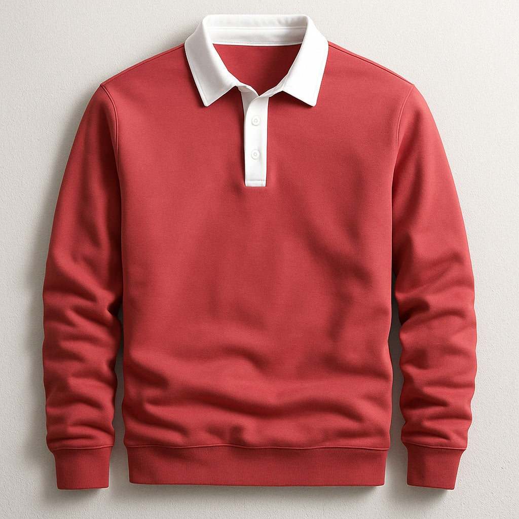 Graham™ | Polo de punto de manga larga con cuello en contraste