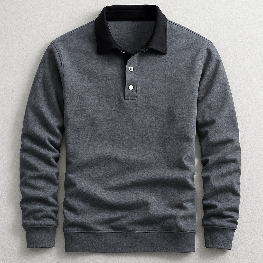 Graham™ | Polo de punto de manga larga con cuello en contraste