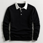 Graham™ | Polo de punto de manga larga con cuello en contraste