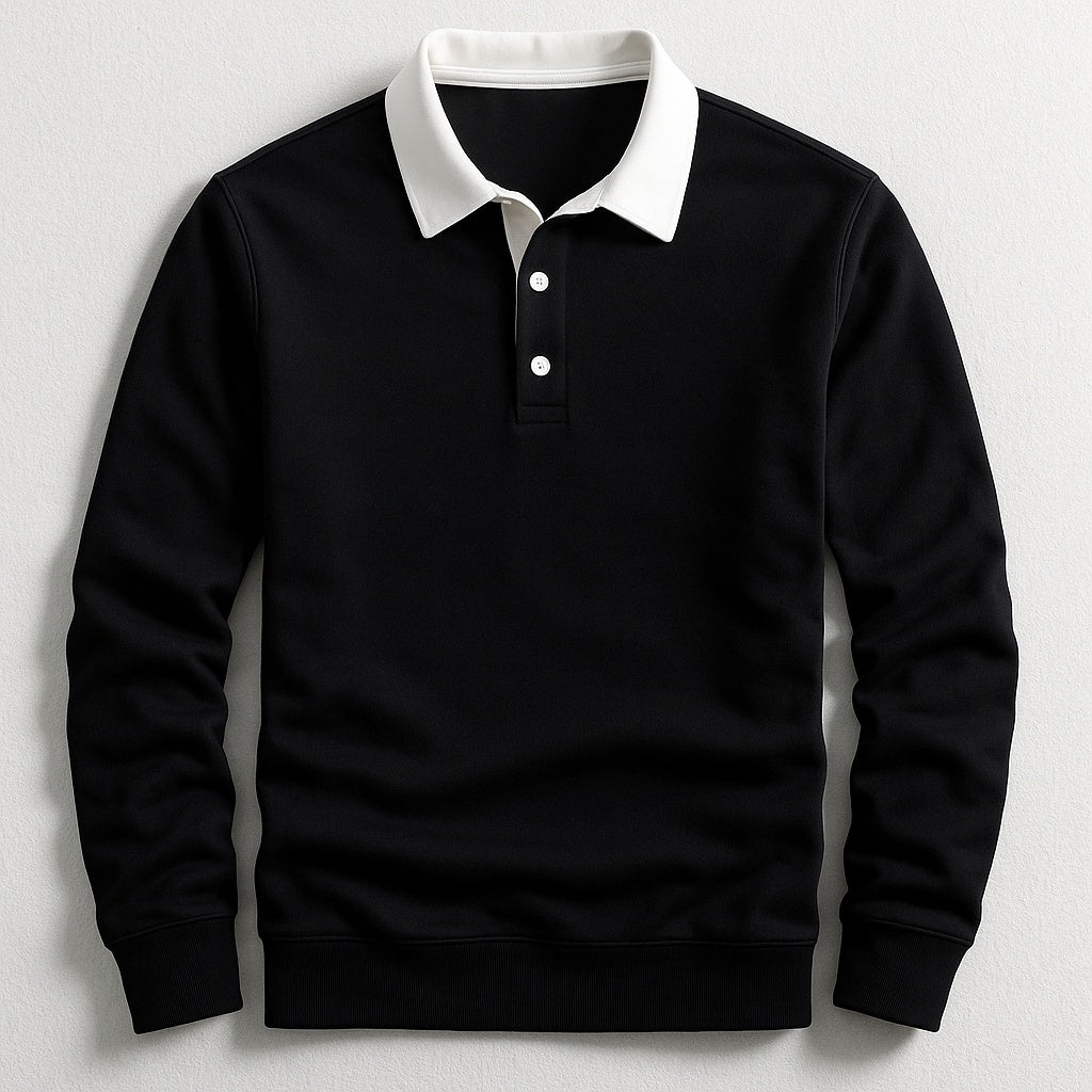 Graham™ | Polo de punto de manga larga con cuello en contraste