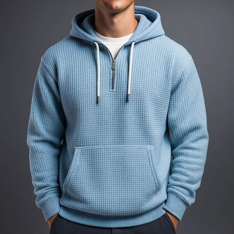 Aiden™ | Sudadera de punto gofrado con capucha y media cremallera