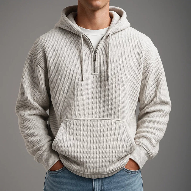 Aiden™ | Sudadera de punto gofrado con capucha y media cremallera