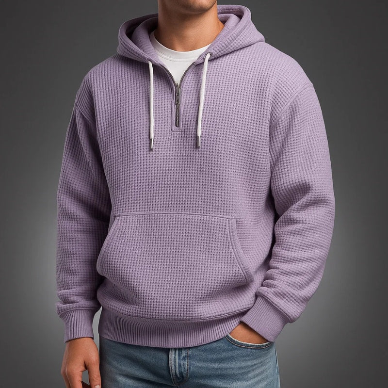 Aiden™ | Sudadera de punto gofrado con capucha y media cremallera