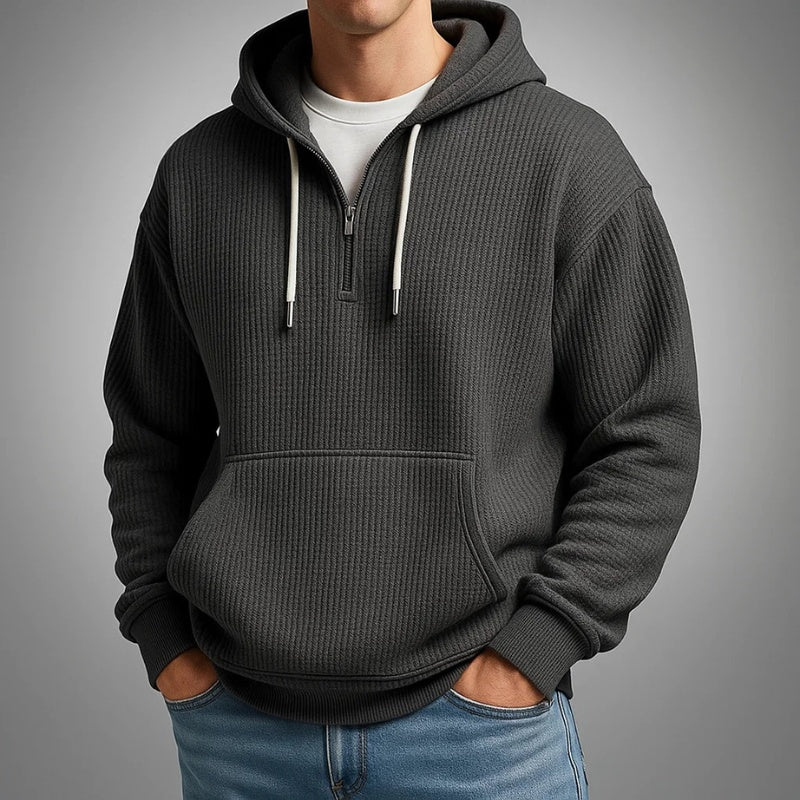 Aiden™ | Sudadera de punto gofrado con capucha y media cremallera