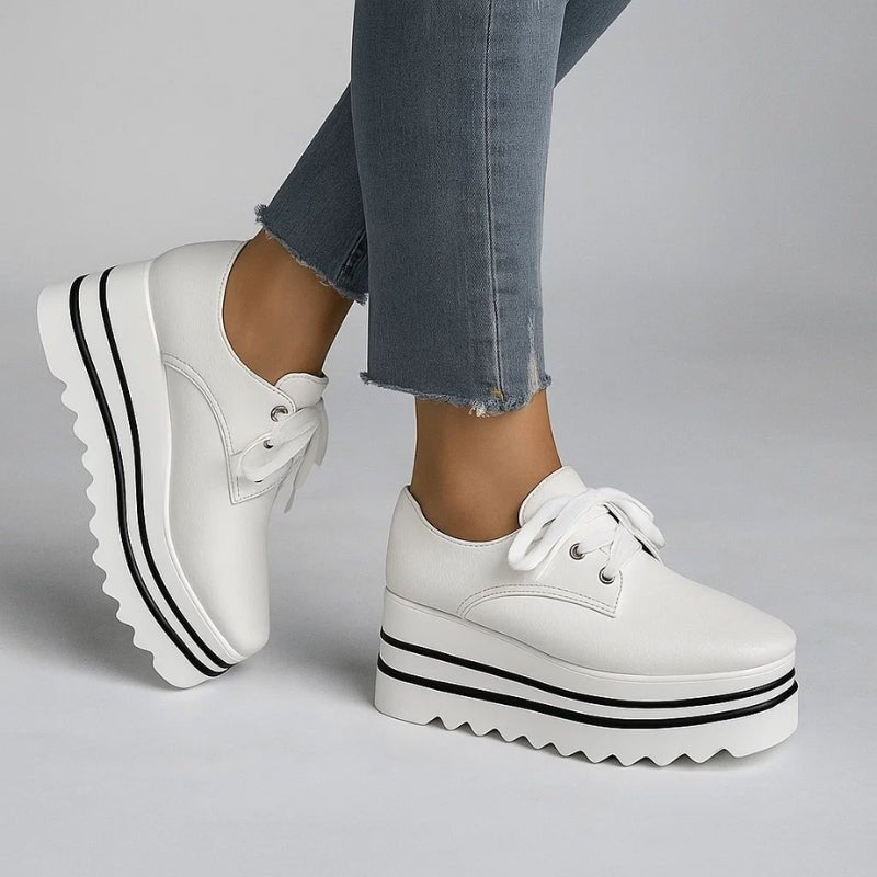 Ava™ | Zapatillas Oxford de piel con plataforma y cordones