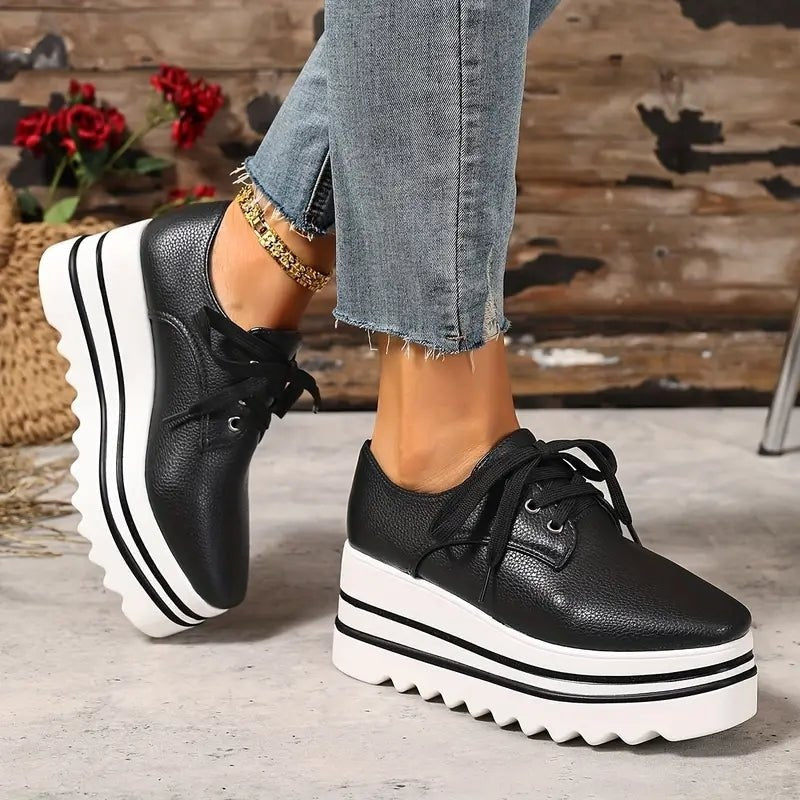 Ava™ | Zapatillas Oxford de piel con plataforma y cordones