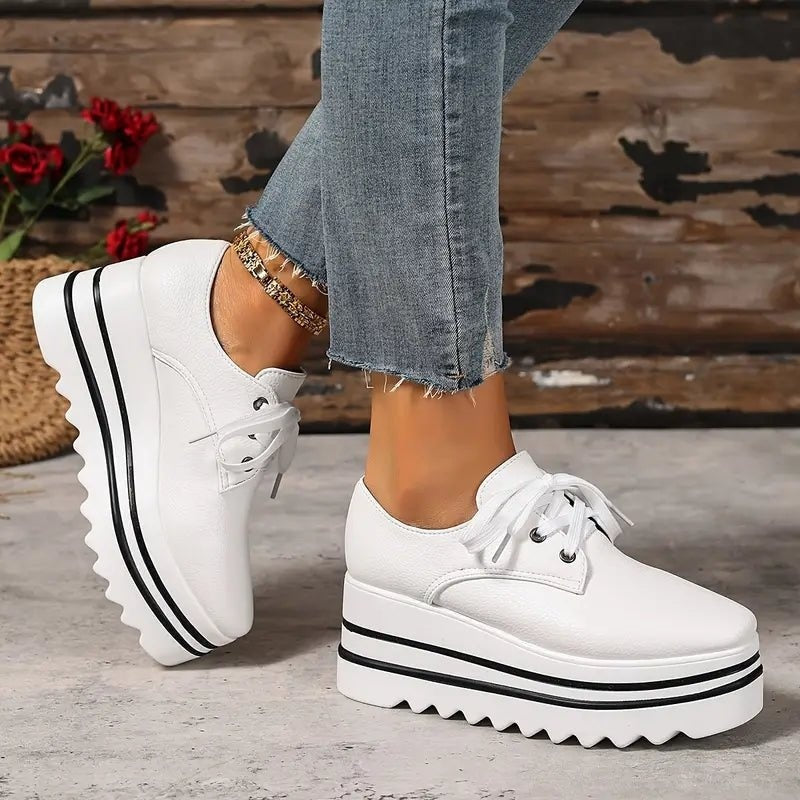 Ava™ | Zapatillas Oxford de piel con plataforma y cordones