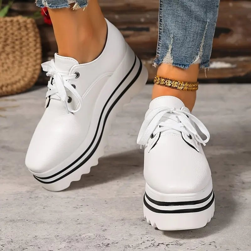 Ava™ | Zapatillas Oxford de piel con plataforma y cordones