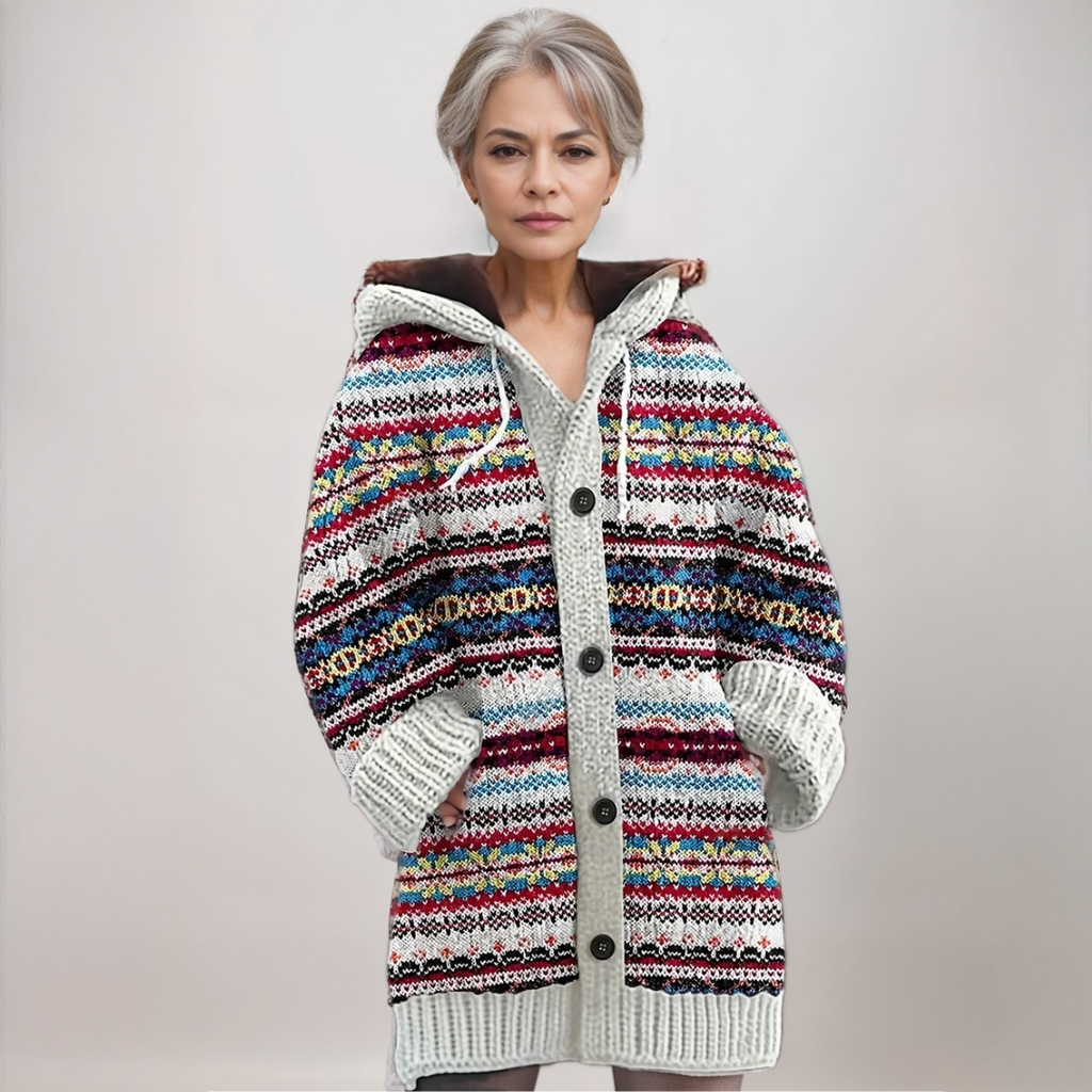 Allison™ | Jersey largo de rayas jacquard con capucha
