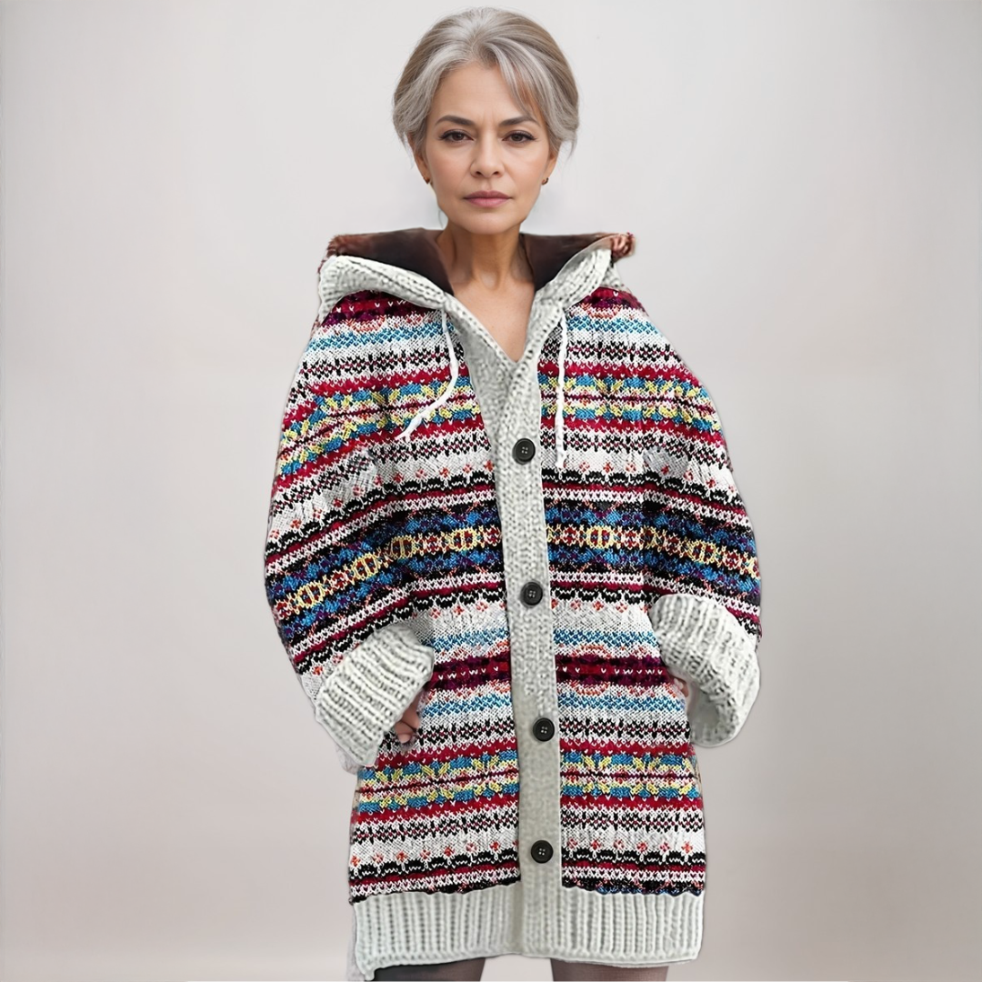Allison™ | Jersey largo de rayas jacquard con capucha