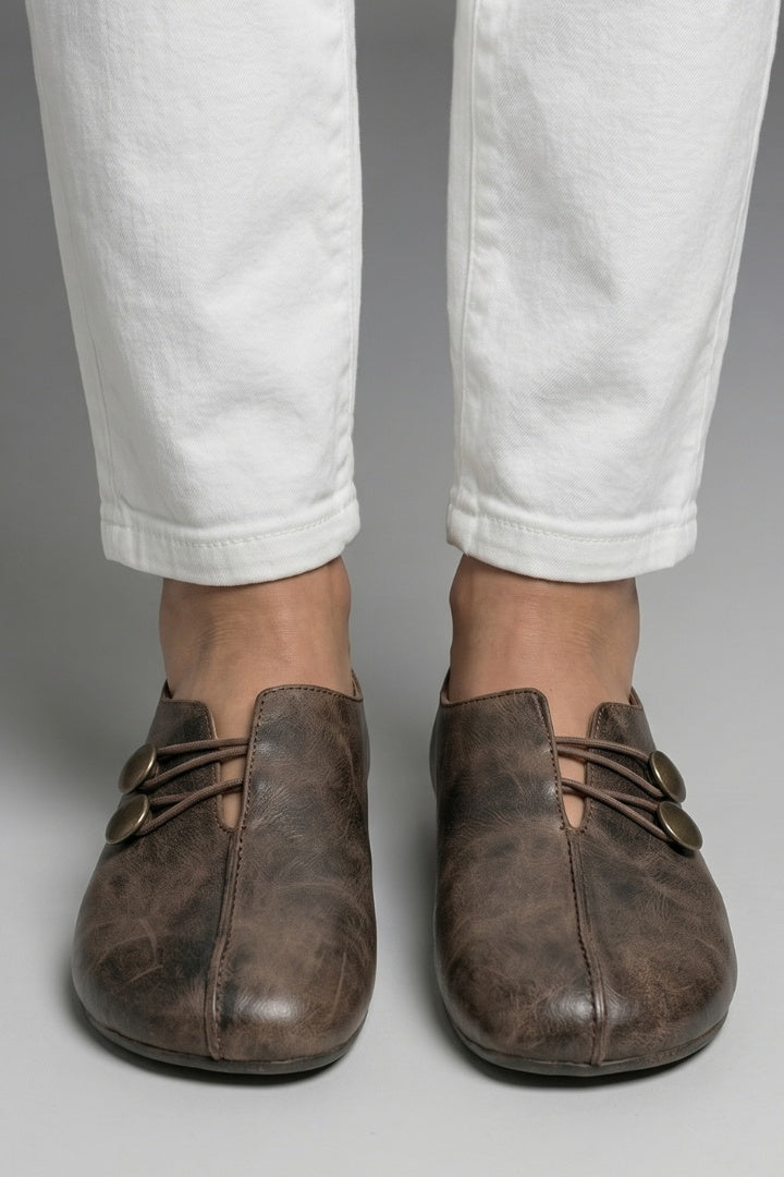 Hannah™ | Mocasines planos slip-on con elásticos y botones