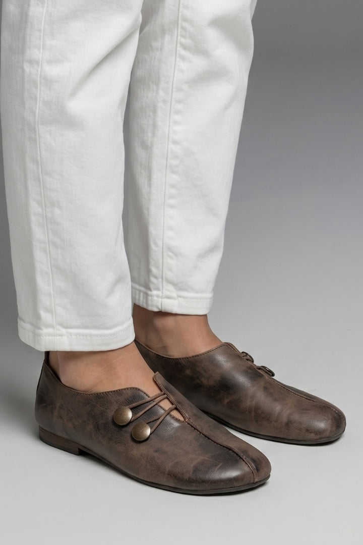 Hannah™ | Mocasines planos slip-on con elásticos y botones