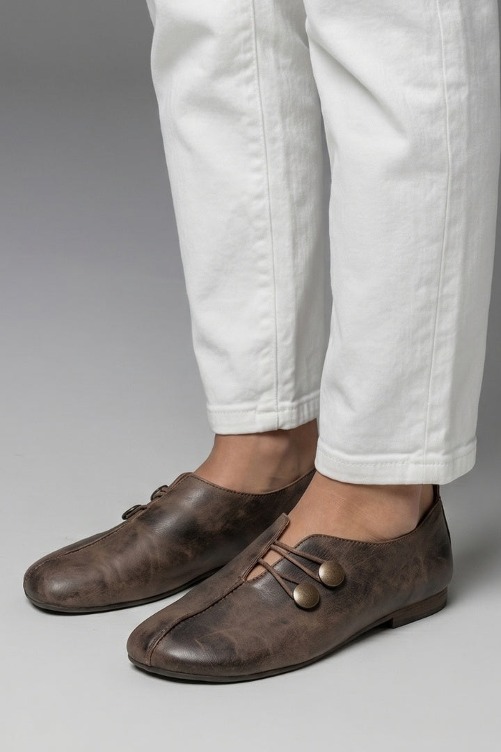 Hannah™ | Mocasines planos slip-on con elásticos y botones