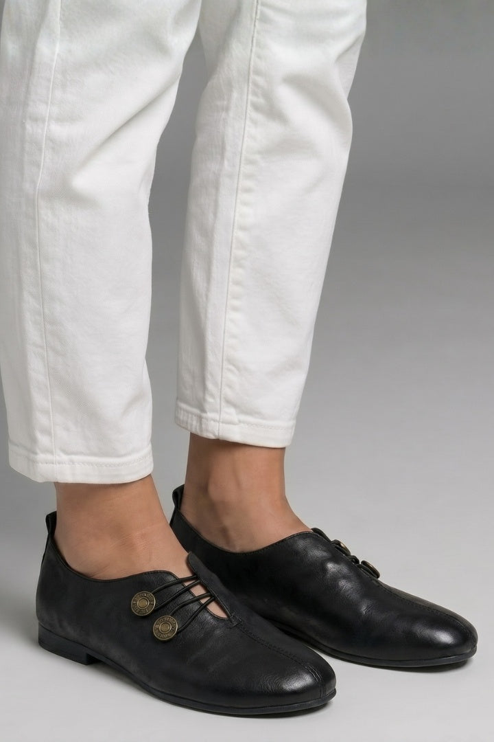 Hannah™ | Mocasines planos slip-on con elásticos y botones