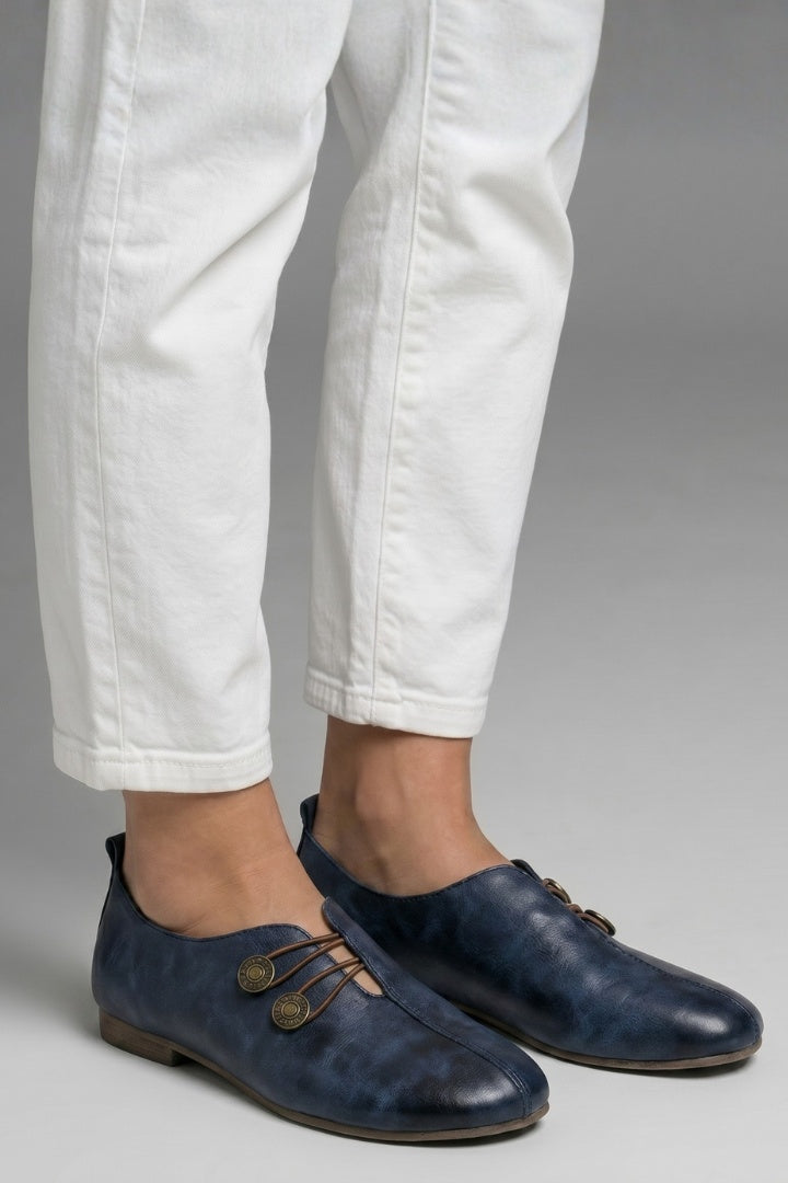 Hannah™ | Mocasines planos slip-on con elásticos y botones