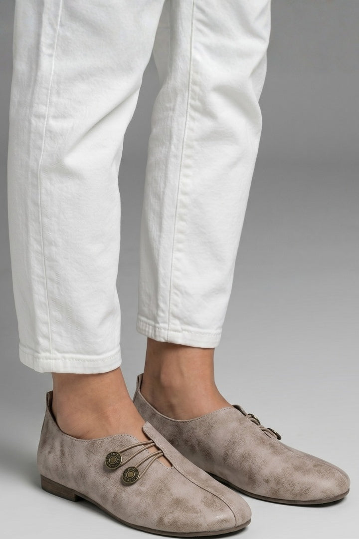 Hannah™ | Mocasines planos slip-on con elásticos y botones