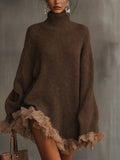 Ellie™ | Vestido corto de punto con cuello alto y encaje