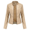 Ava™ | Chaqueta motera de polipiel con cuello mao y cremalleras