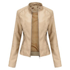 Ava™ | Chaqueta motera de polipiel con cuello mao y cremalleras