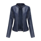 Ava™ | Chaqueta motera de polipiel con cuello mao y cremalleras