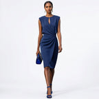 Nora™ | Vestido de cóctel drapeado sin mangas con escote keyhole