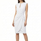 Nora™ | Vestido de cóctel drapeado sin mangas con escote keyhole