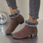 Genevieve™ | Botines de ante con pelo sintético y tacón bajo