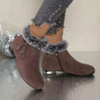 Genevieve™ | Botines de ante con pelo sintético y tacón bajo