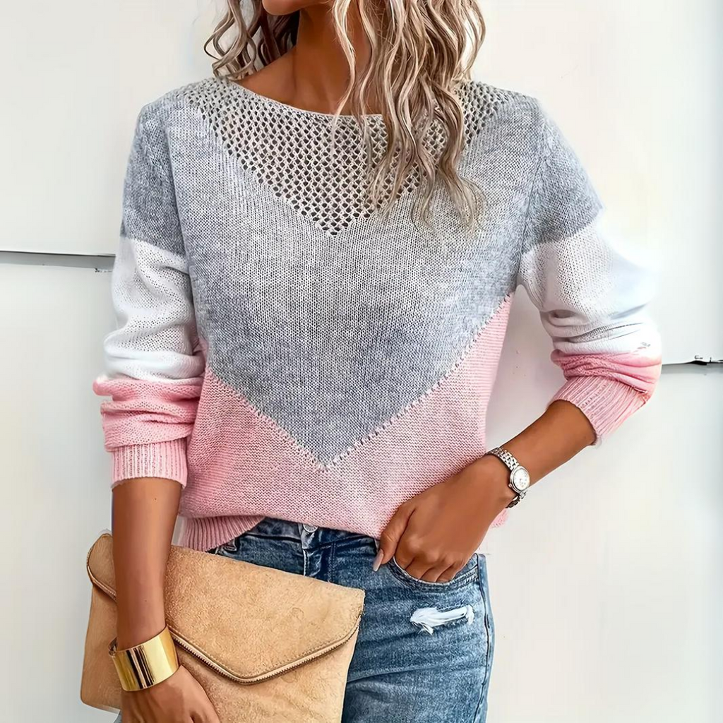 Jenna™ | Jersey de punto bicolor con detalle calado