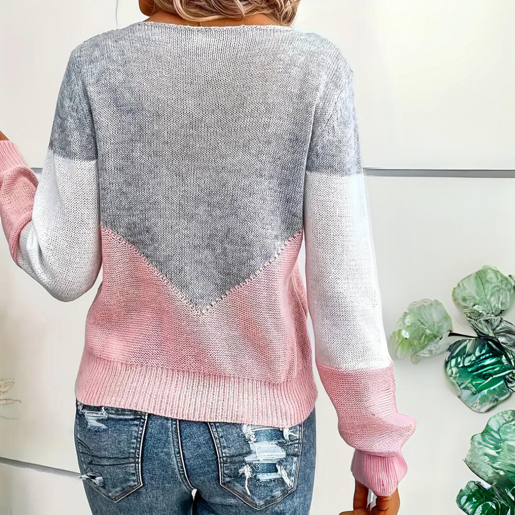 Jenna™ | Jersey de punto bicolor con detalle calado