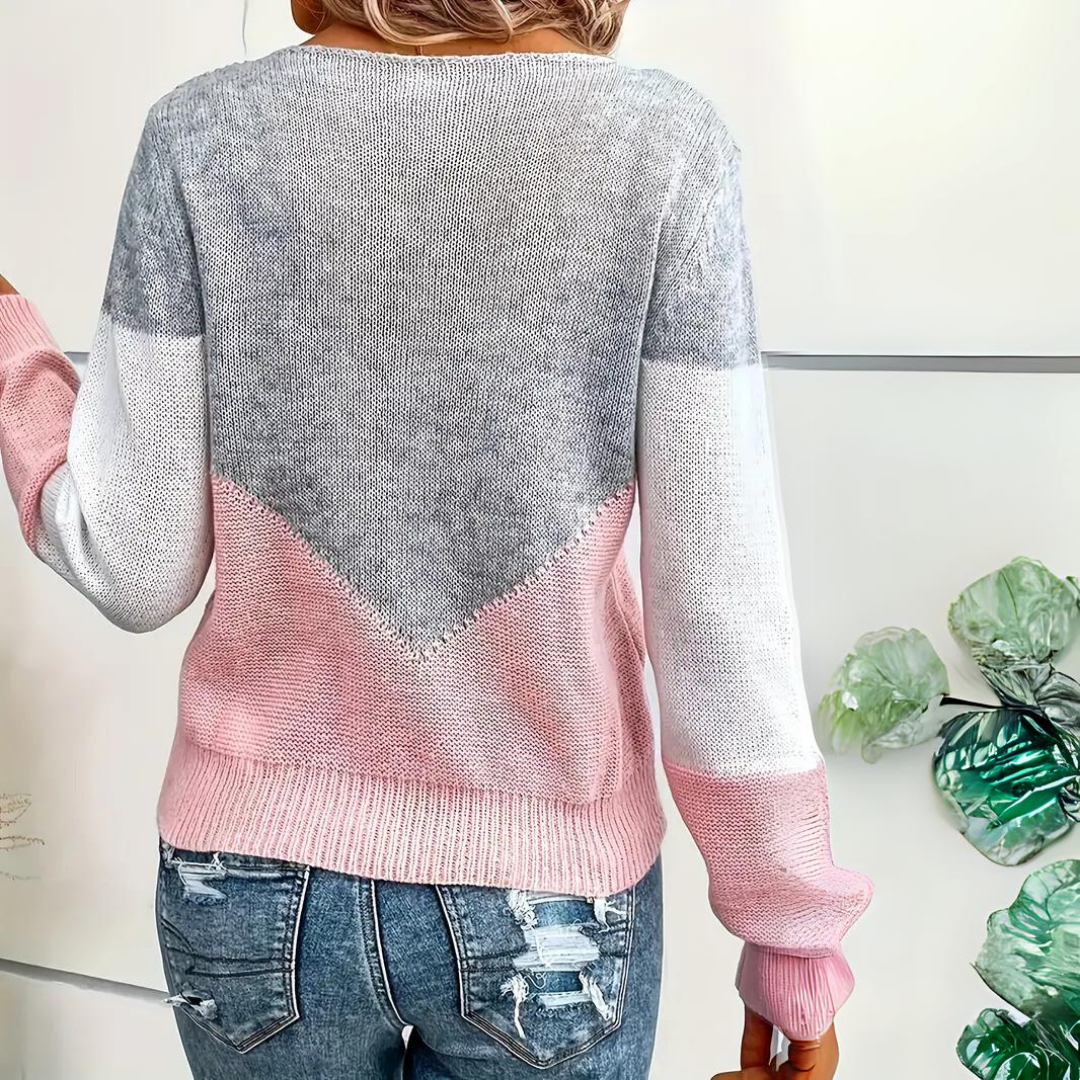 Jenna™ | Jersey de punto bicolor con detalle calado