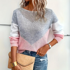 Jenna™ | Jersey de punto bicolor con detalle calado