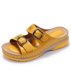 Abigail™ | Sandalias de cuña con doble hebilla y punta abierta