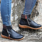 Maggie™ | Botines planos con cremallera lateral y punta redonda