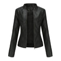 Adriana™ | Chaqueta motera efecto piel con cuello mao y cremallera
