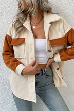 Hannah™ | Chaqueta de borreguito bicolor con bolsillos