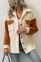 Hannah™ | Chaqueta de borreguito bicolor con bolsillos