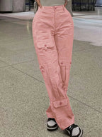 Elise™ | Pantalón cargo de polipiel de tiro alto