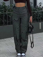 Elise™ | Pantalón cargo de polipiel de tiro alto