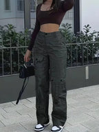 Elise™ | Pantalón cargo de polipiel de tiro alto