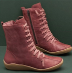 Lila™ | Botas planas de media caña con cordones