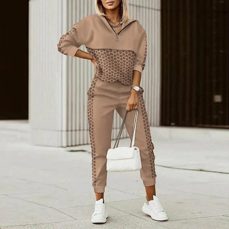 Vivian™ | Chándal estampado con sudadera de cremallera y jogger