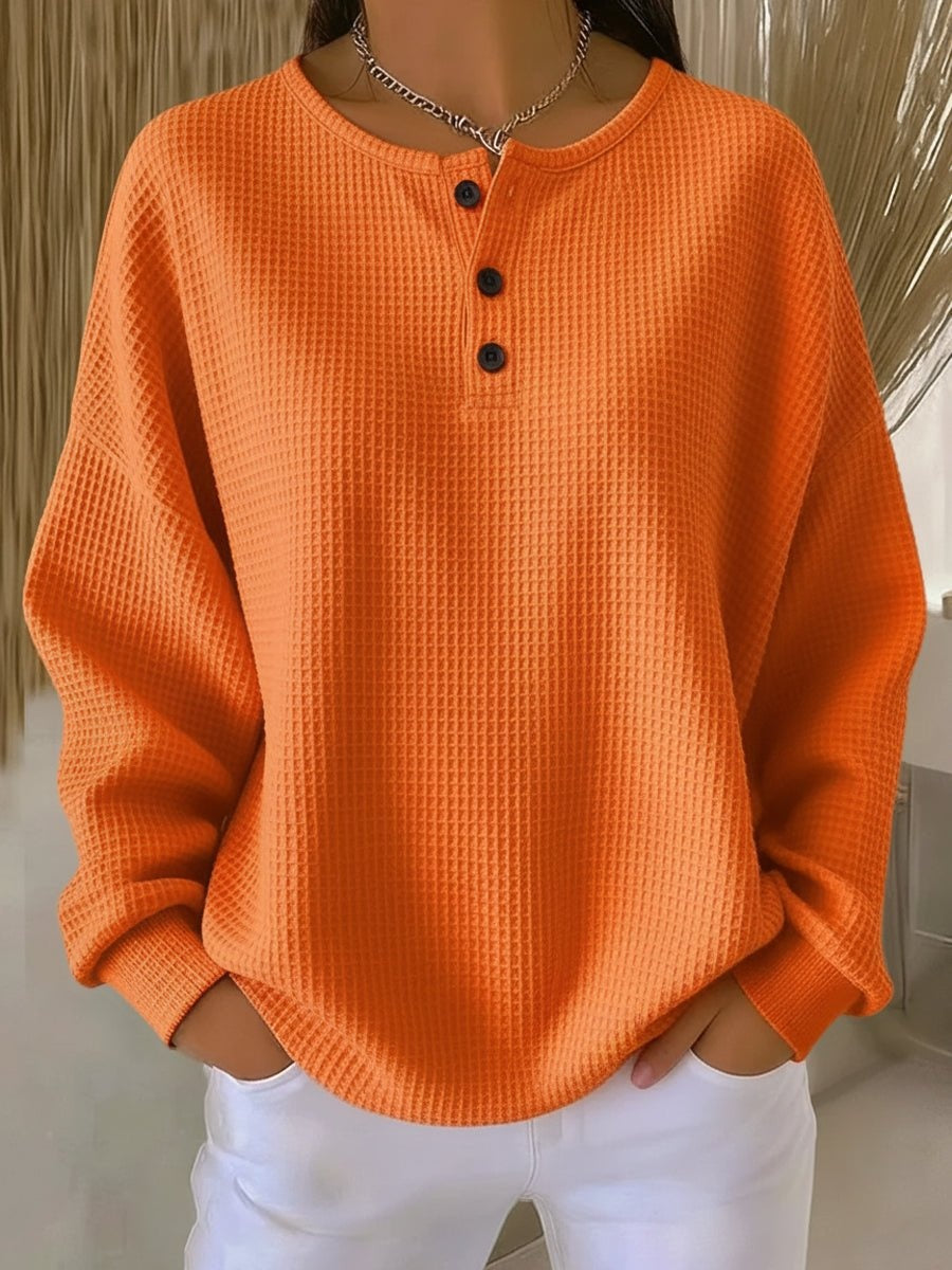 Amelia™ | Jersey ligero oversize con cuello redondo y botones