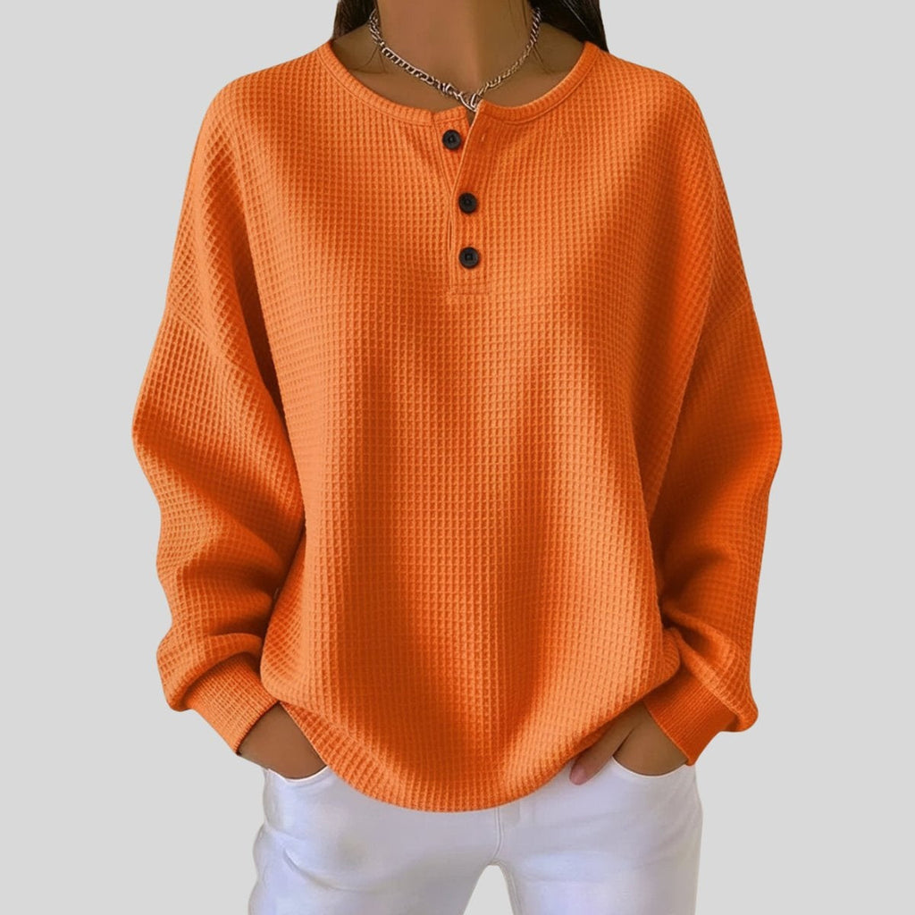 Amelia™ | Jersey ligero oversize con cuello redondo y botones