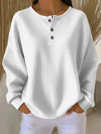 Amelia™ | Jersey ligero oversize con cuello redondo y botones