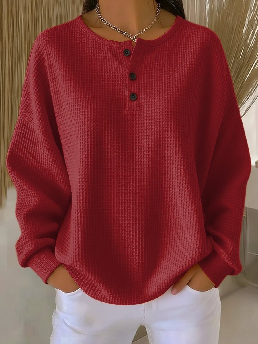 Amelia™ | Jersey ligero oversize con cuello redondo y botones