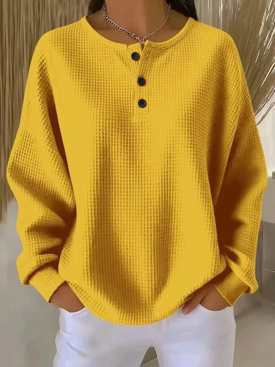Amelia™ | Jersey ligero oversize con cuello redondo y botones