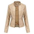 Eva™ | Chaqueta motera de polipiel con cuello mao y cremallera