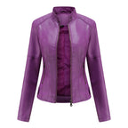 Eva™ | Chaqueta motera de polipiel con cuello mao y cremallera